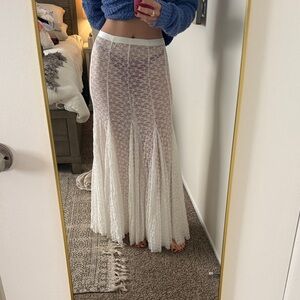 Free People White Lace Maxi Skirt